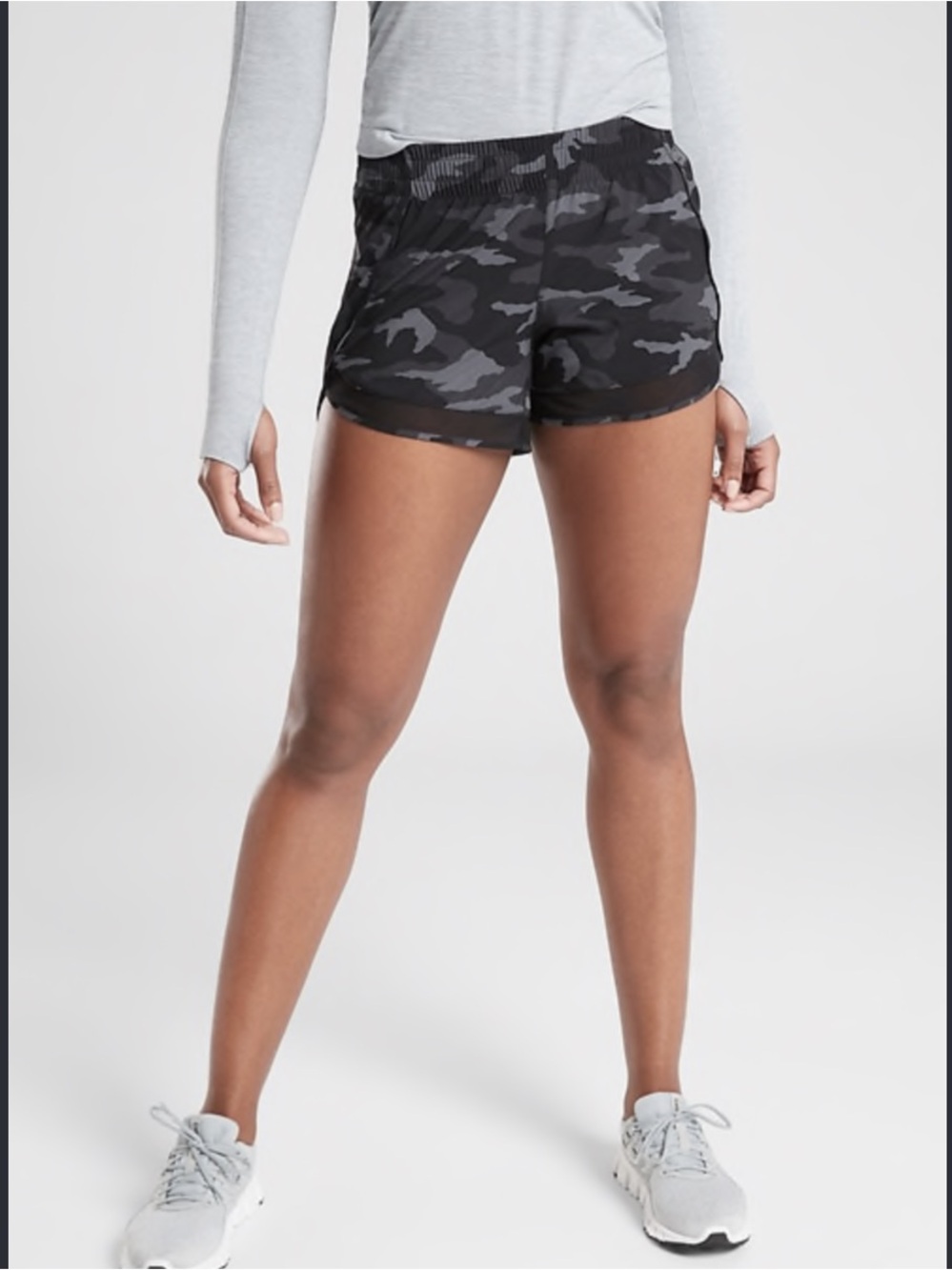 Athleta Camo Printed Mesh Racer Run Short 4”